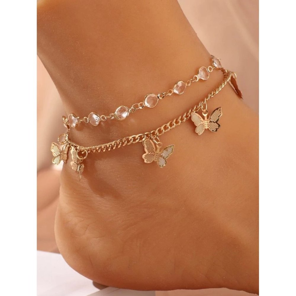 Gold Butterfly Charm Anklet